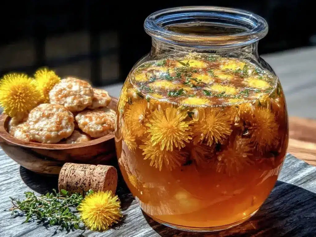 easy homemade dandelion wine recipe - featured image
