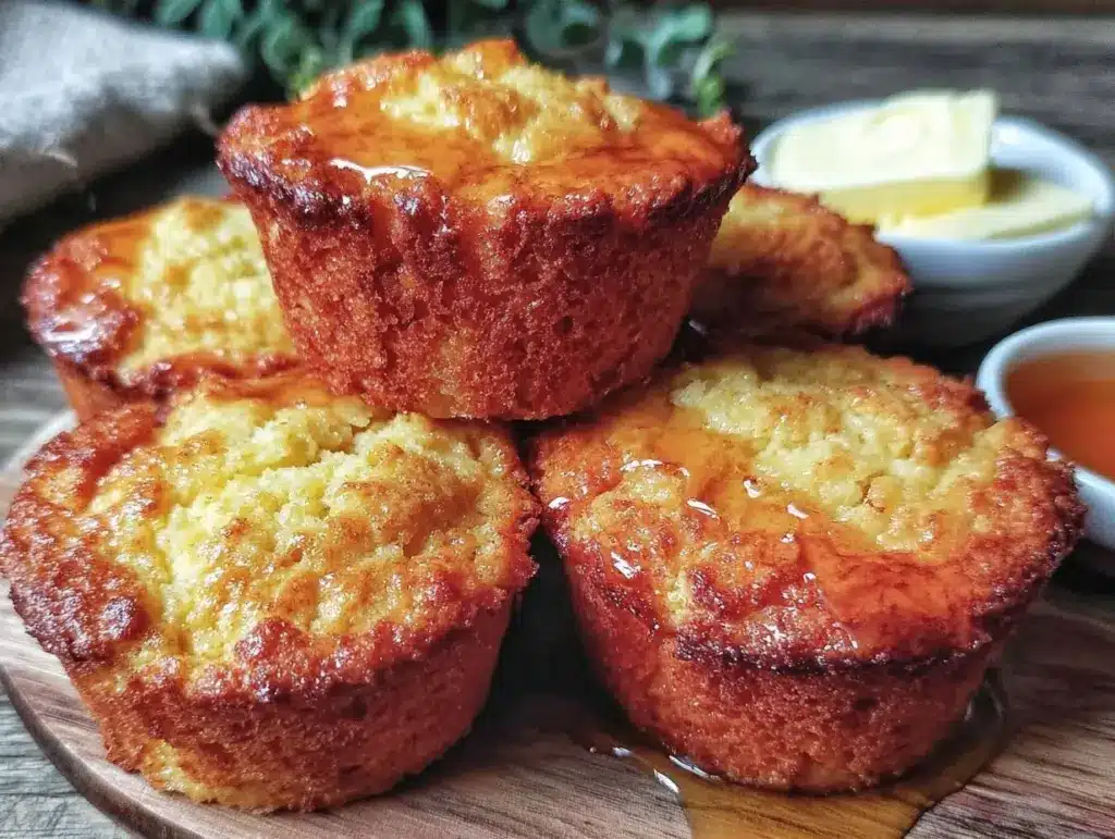 fluffy honey butter cornbread muffins - featured image