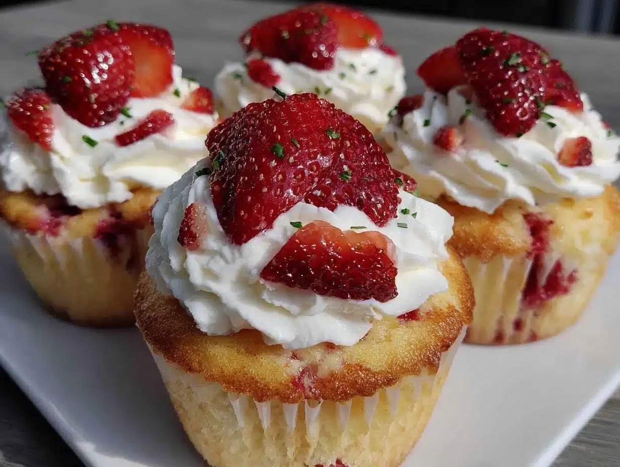 fluffy strawberry shortcake cupcakes preparation steps