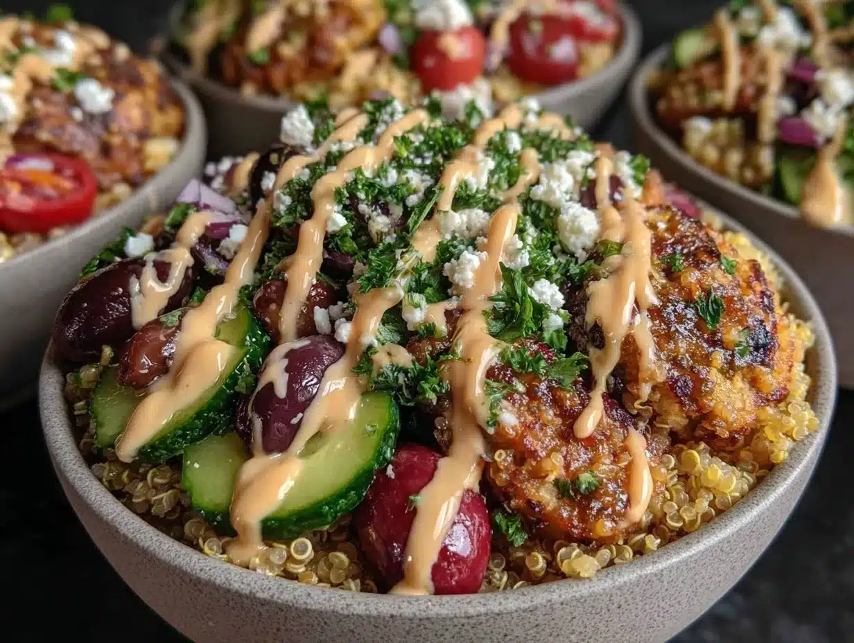 fresh mediterranean quinoa bowls preparation steps