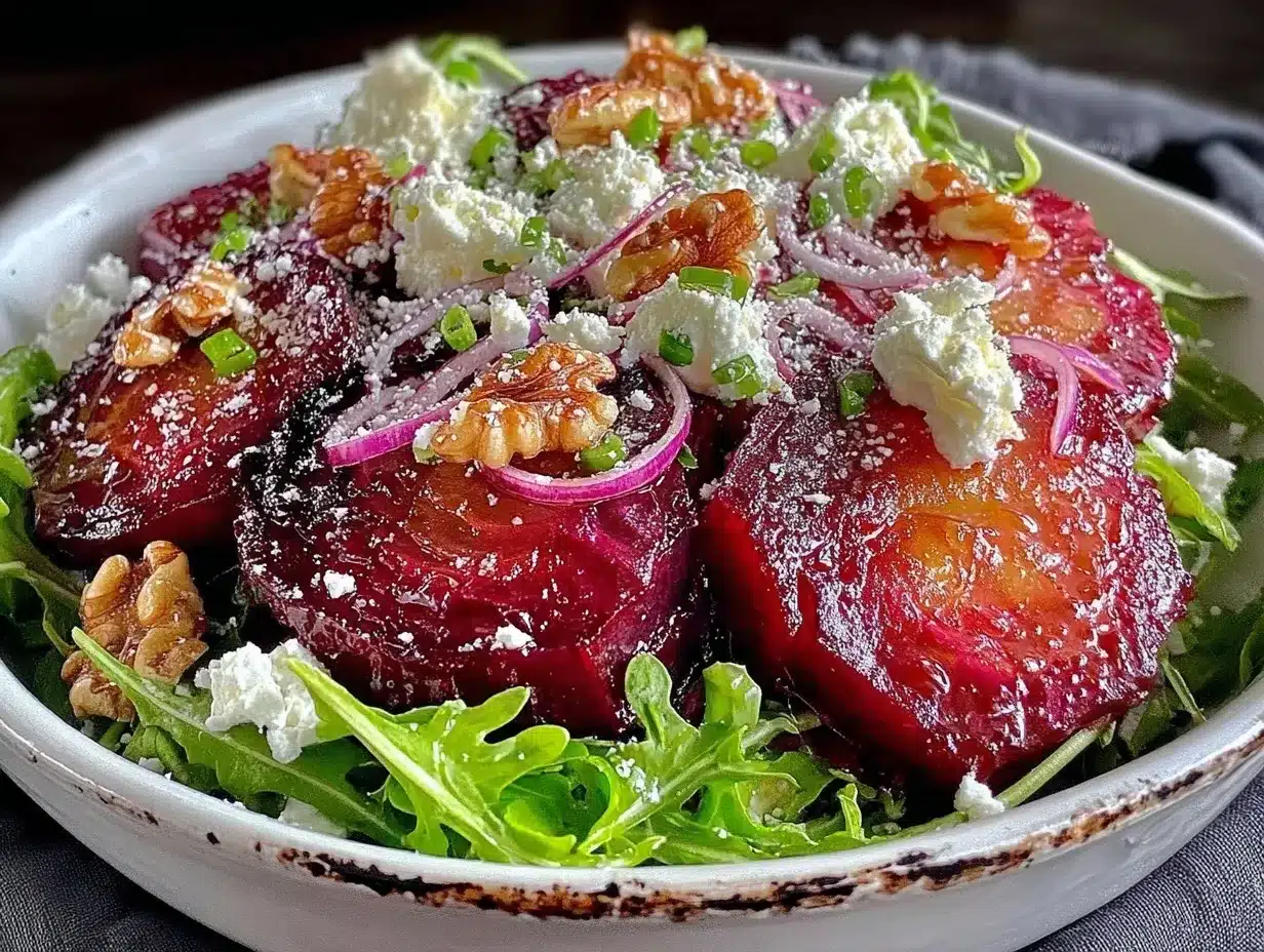 fresh roasted beet and goat cheese salad preparation steps