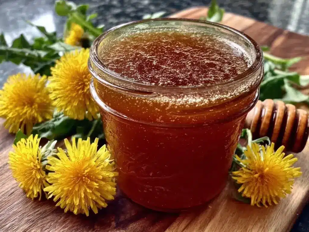 homemade dandelion honey - featured image