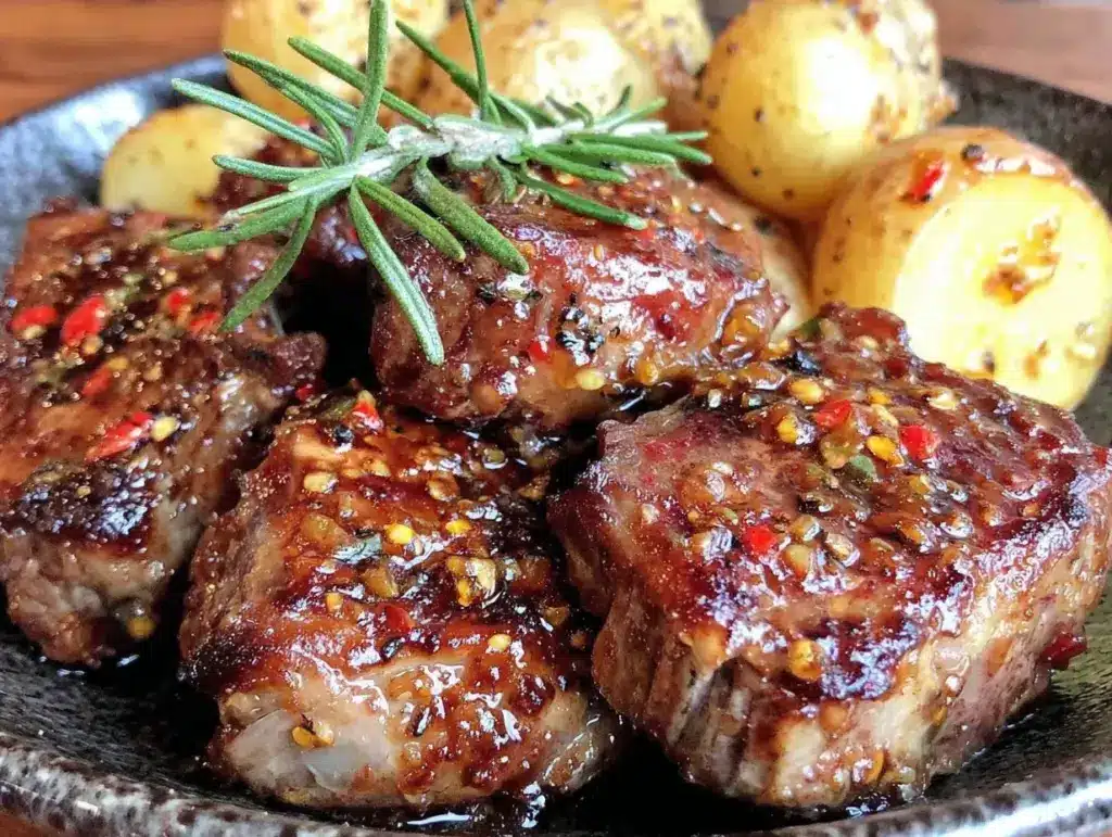 honey mustard glazed lamb chops - featured image