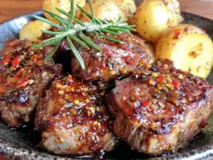 honey mustard glazed lamb chops - featured image