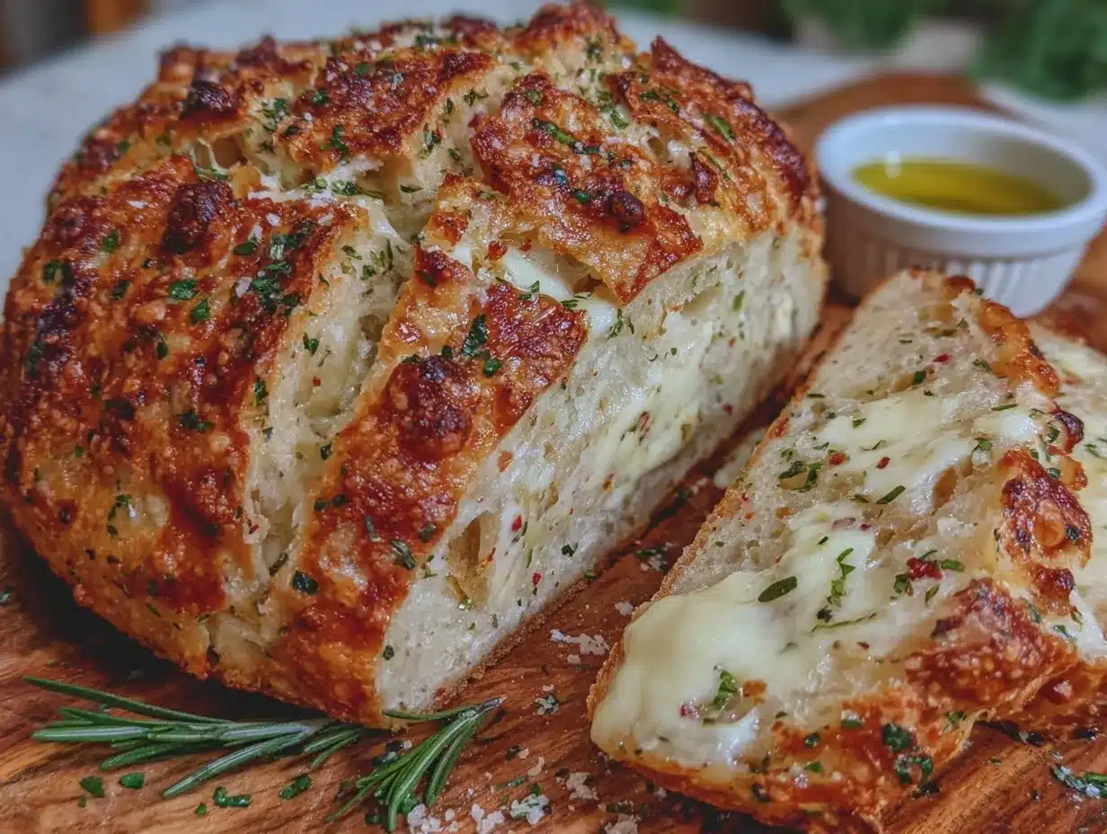 Italian Herbs Cheese Artisan Sourdough Bread preparation steps