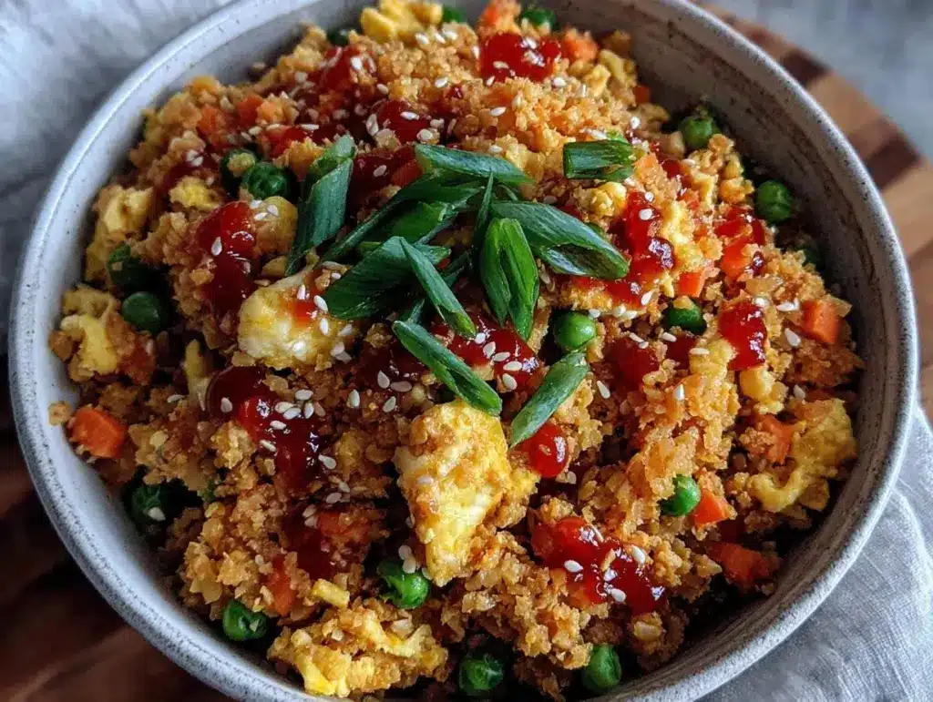 low-carb cauliflower fried rice bowl - featured image