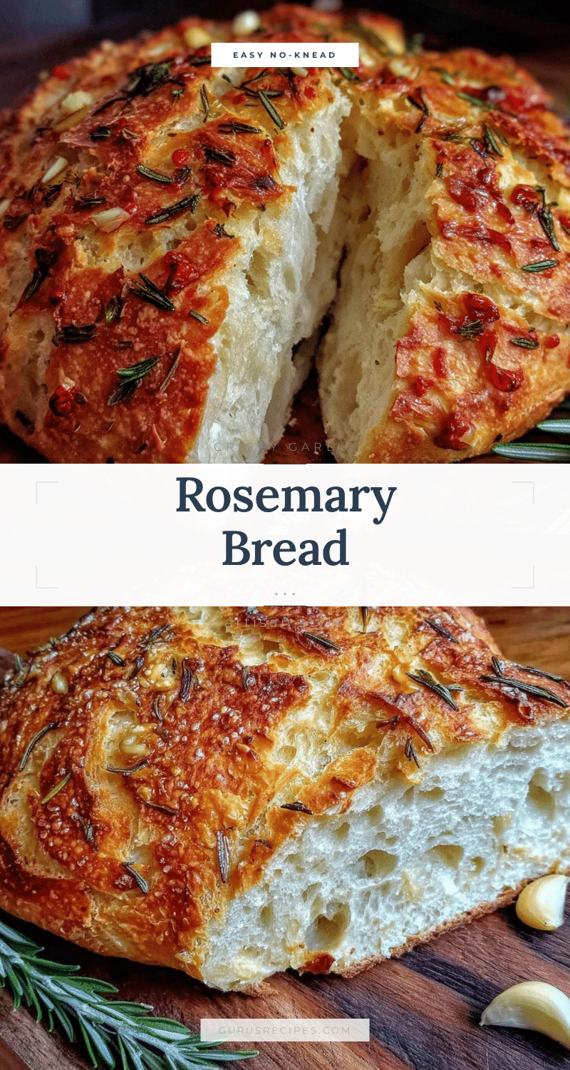 no-knead roasted garlic rosemary bread recipe