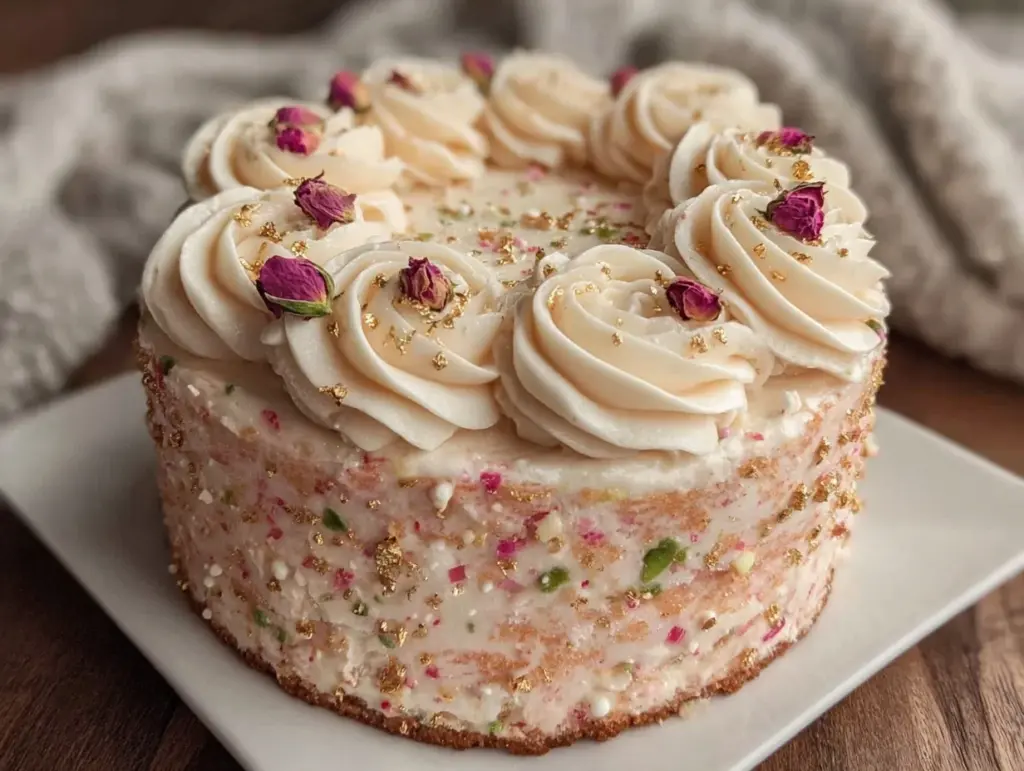 pink champagne layer cake - featured image