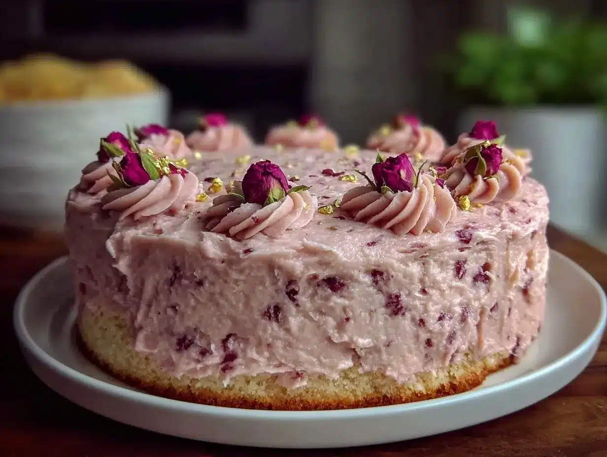 pink champagne layer cake preparation steps