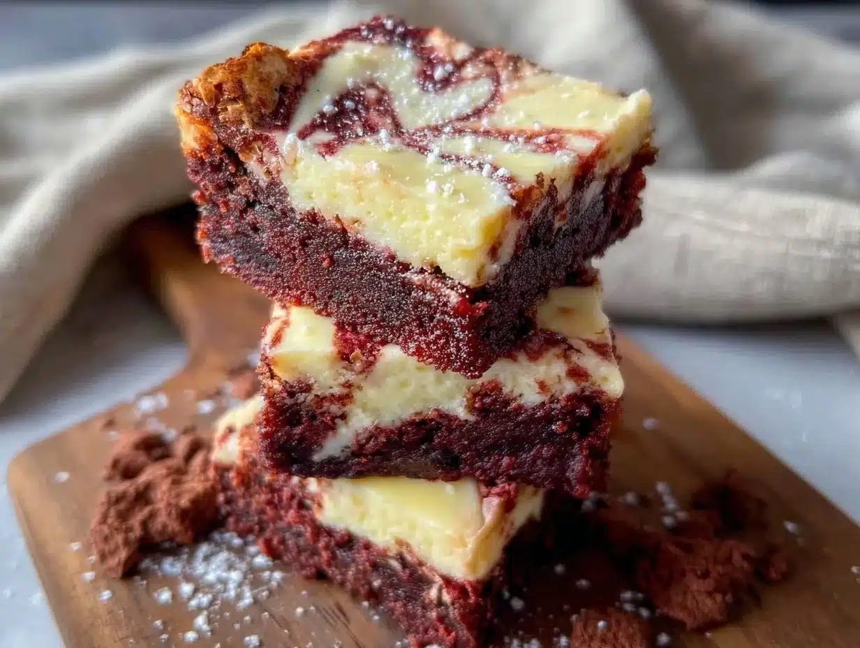 red velvet cream cheese swirl brownies preparation steps