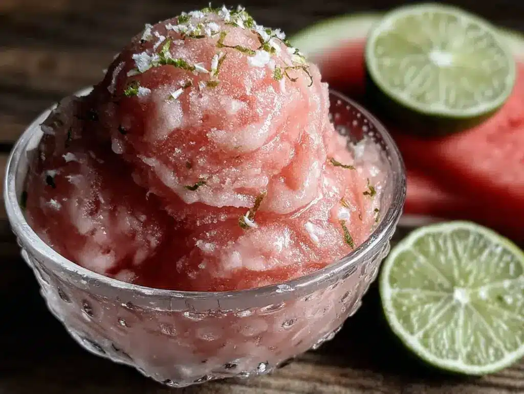 refreshing watermelon lime sorbet - featured image