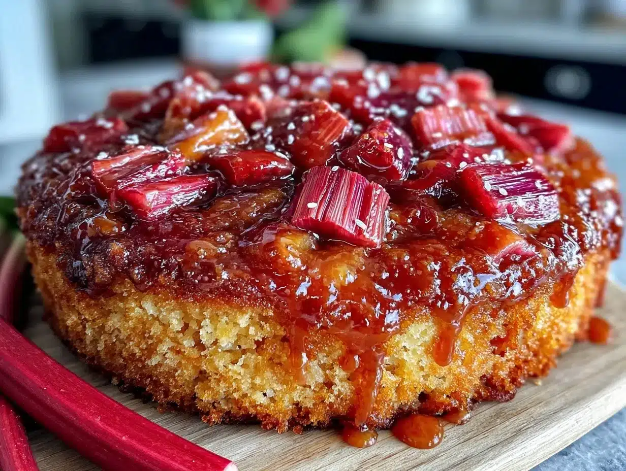 rhubarb upside-down cake preparation steps