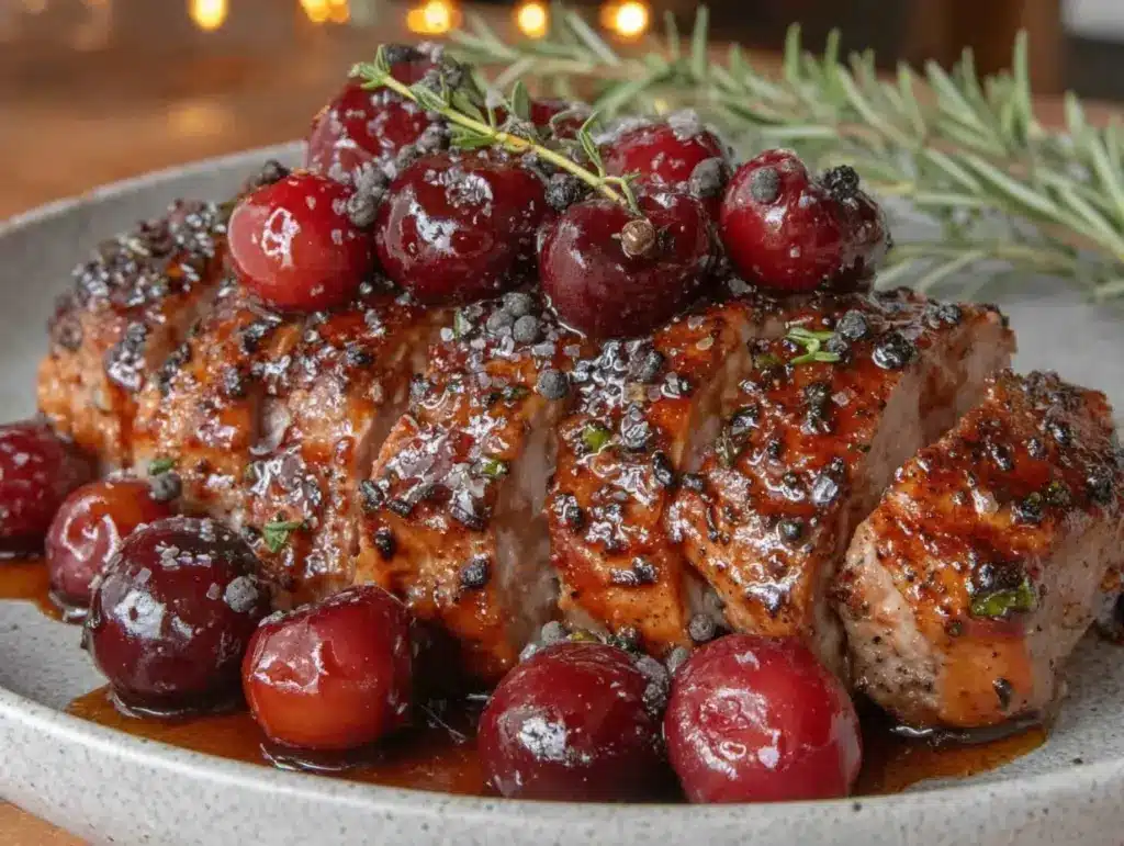 roasted cherry balsamic pork tenderloin - featured image