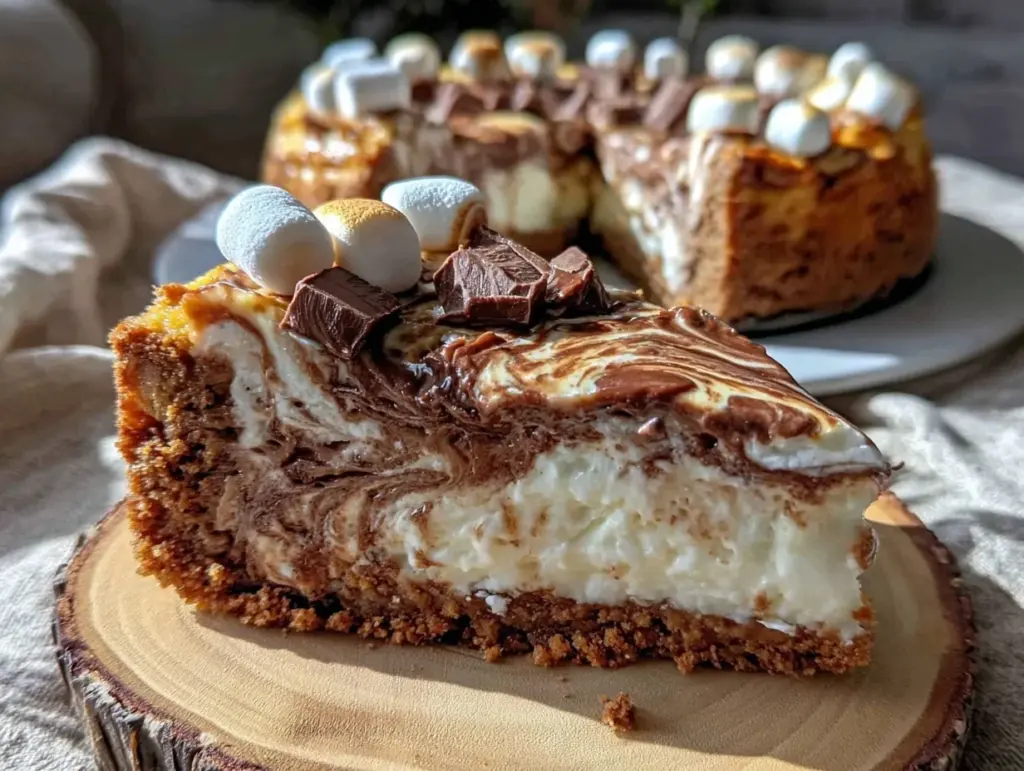 s’mores swirl cheesecake - featured image