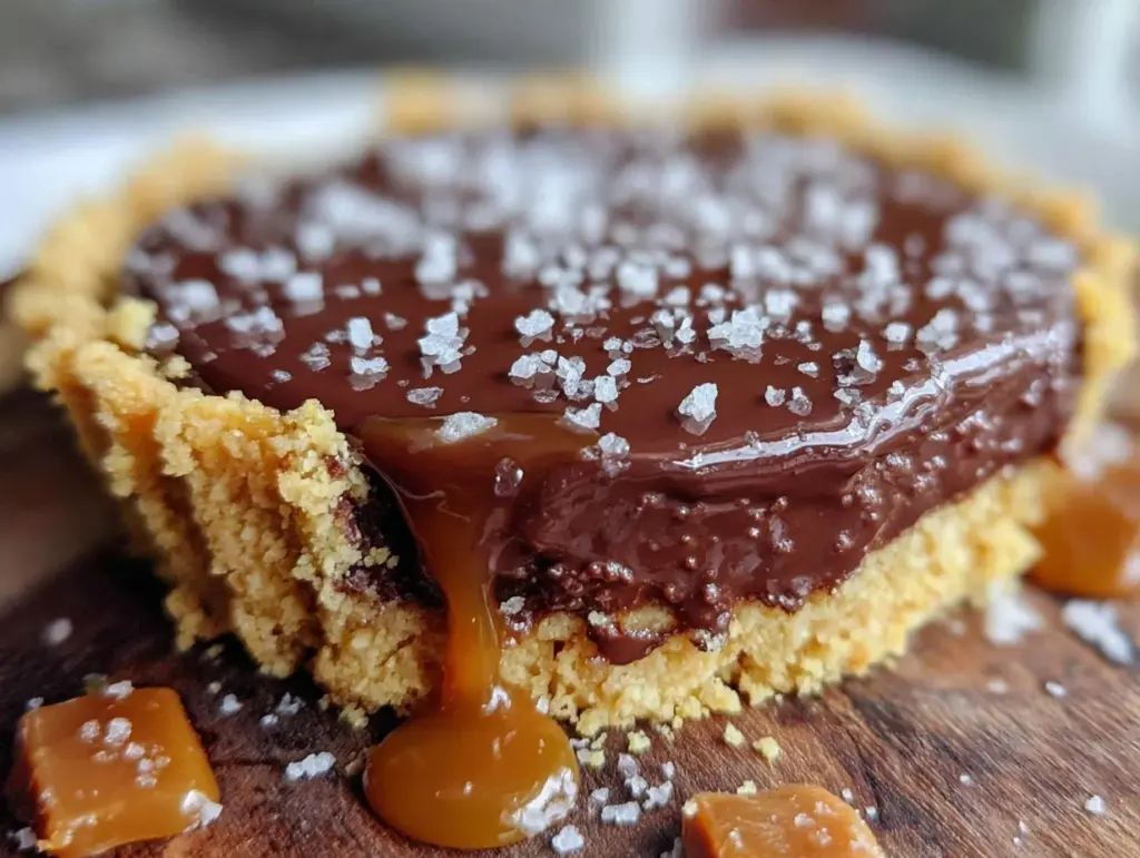 salted caramel chocolate tart - featured image