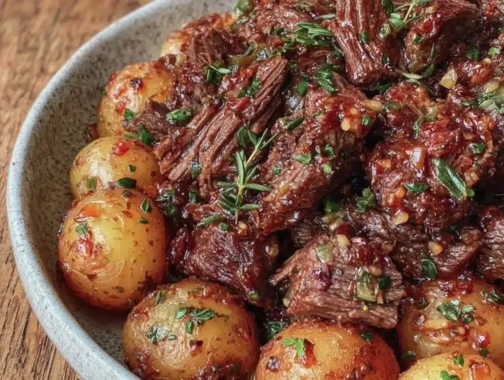 slow cooker garlic butter beef - featured image