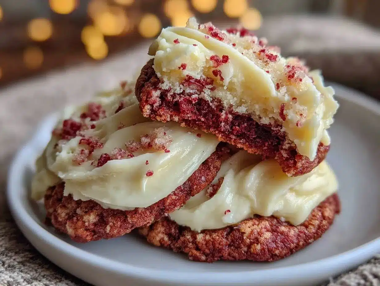 soft pink velvet cream cheese cookies preparation steps