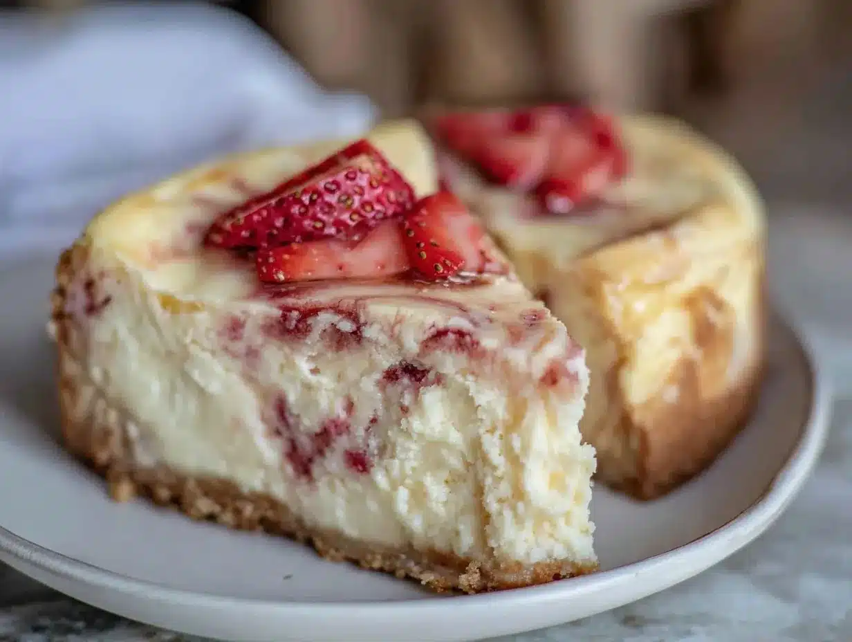Strawberry Champagne Swirl Cheesecake preparation steps