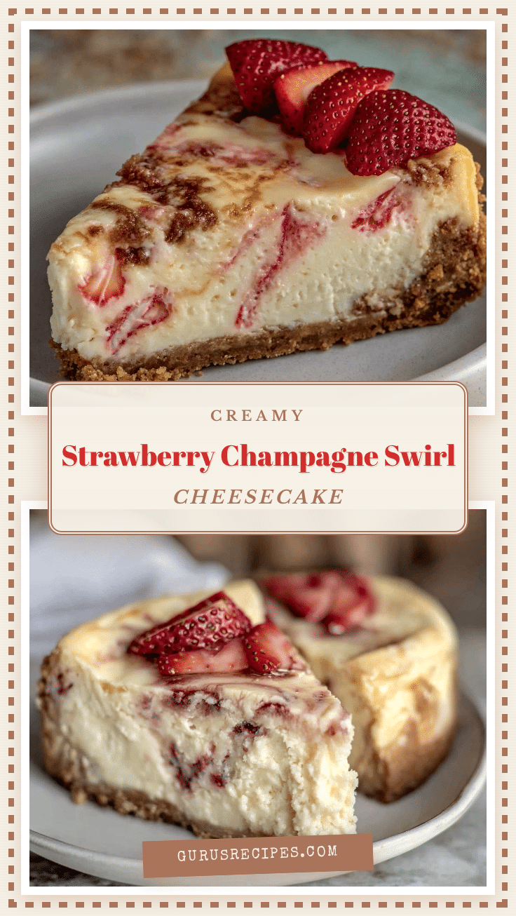 Strawberry Champagne Swirl Cheesecake recipe