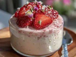 strawberry rose panna cotta - featured image