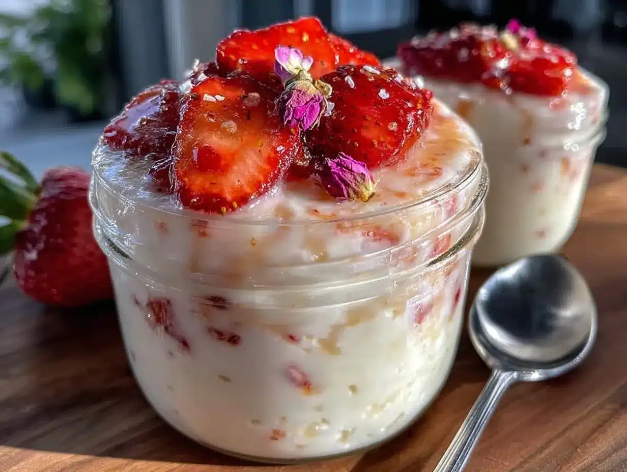 strawberry rose panna cotta preparation steps