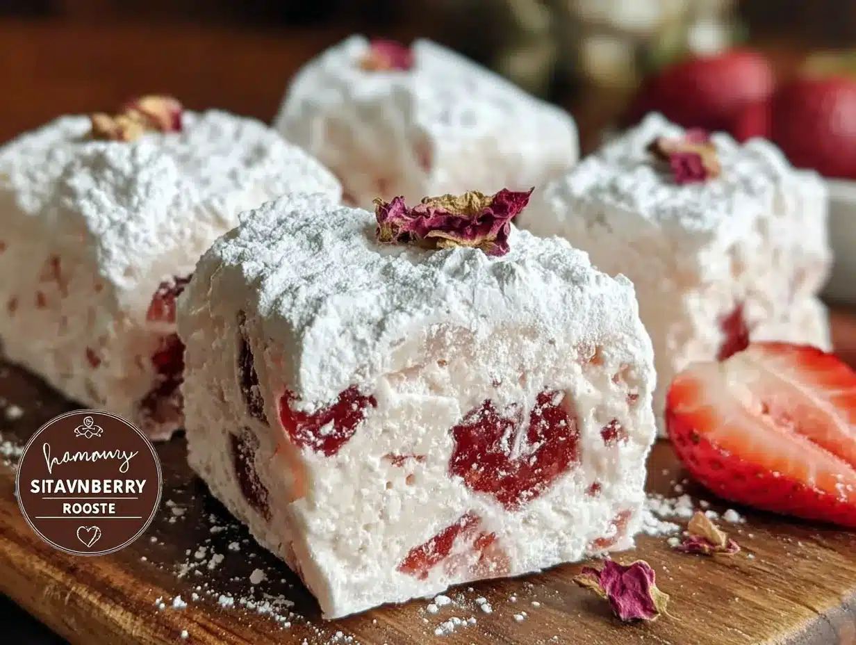 Strawberry Rose Turkish Delight Bars preparation steps