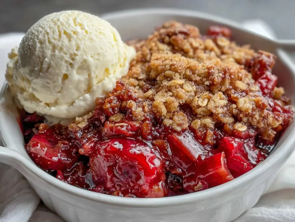 tangy rhubarb crisp - featured image
