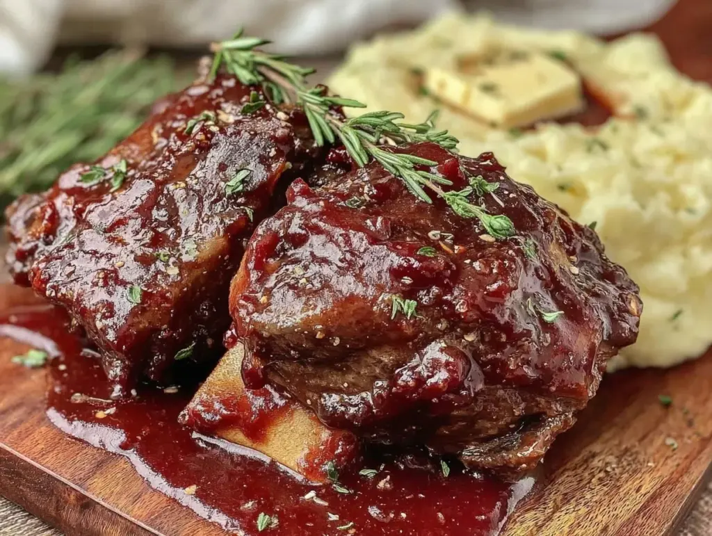 tender red wine braised short ribs for two - featured image