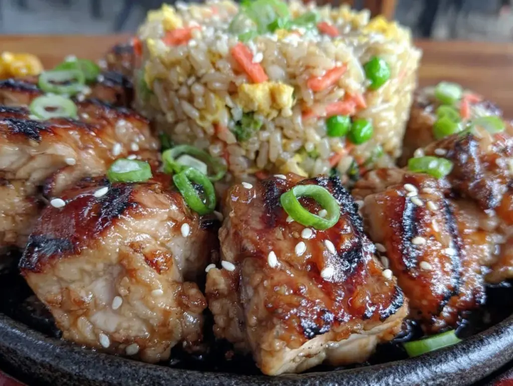 blackstone hibachi chicken and fried rice - featured image