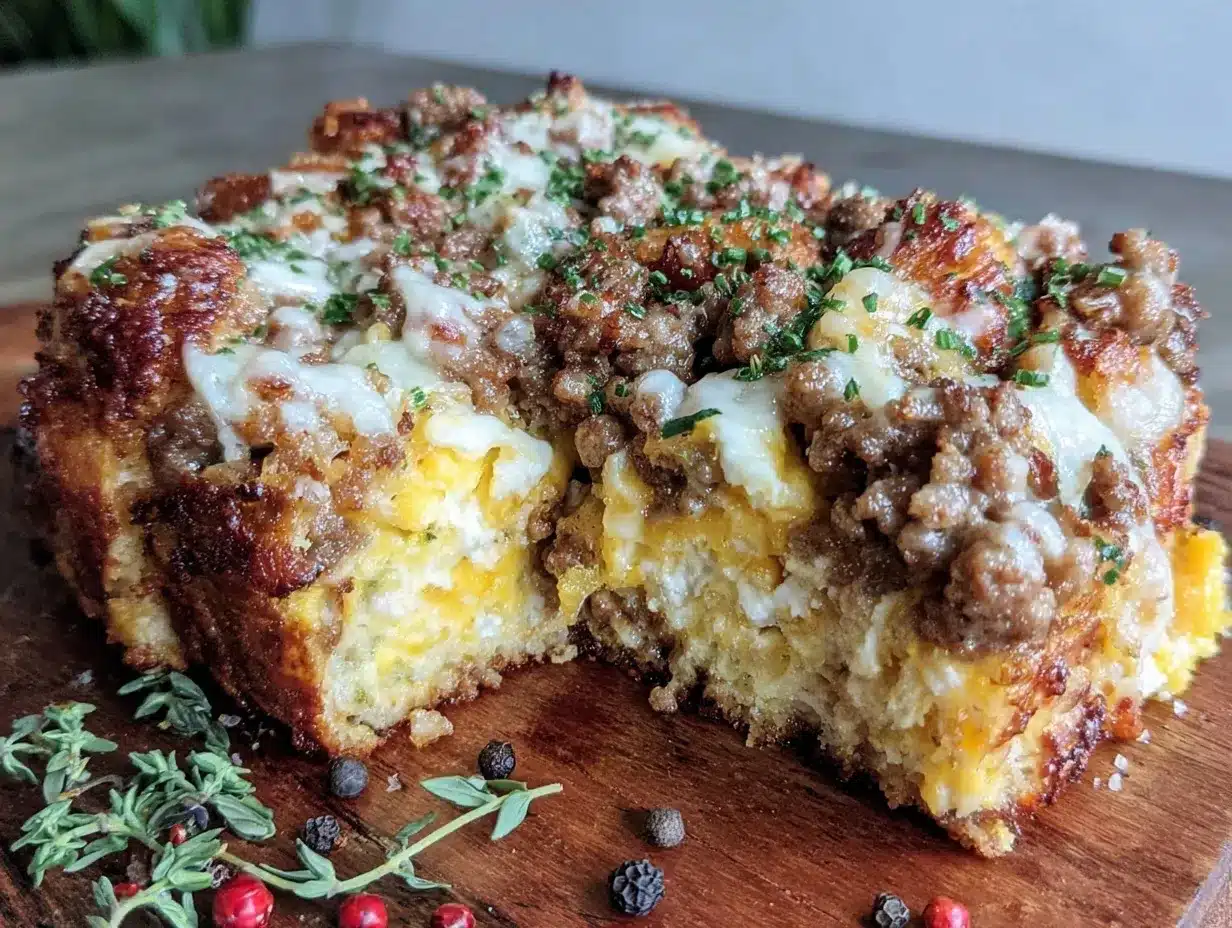 cheesy sausage and egg croissant bake preparation steps