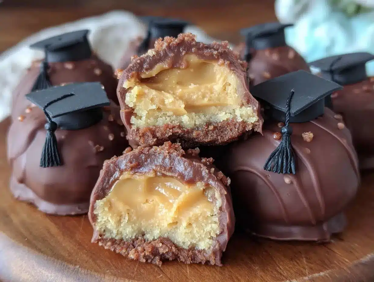 Chocolate Peanut Butter Graduation Hat Truffles preparation steps