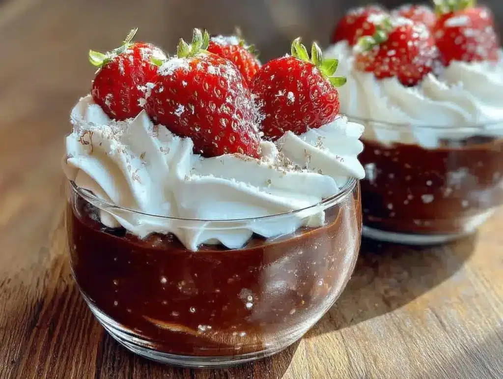 chocolate strawberry mousse cups - featured image