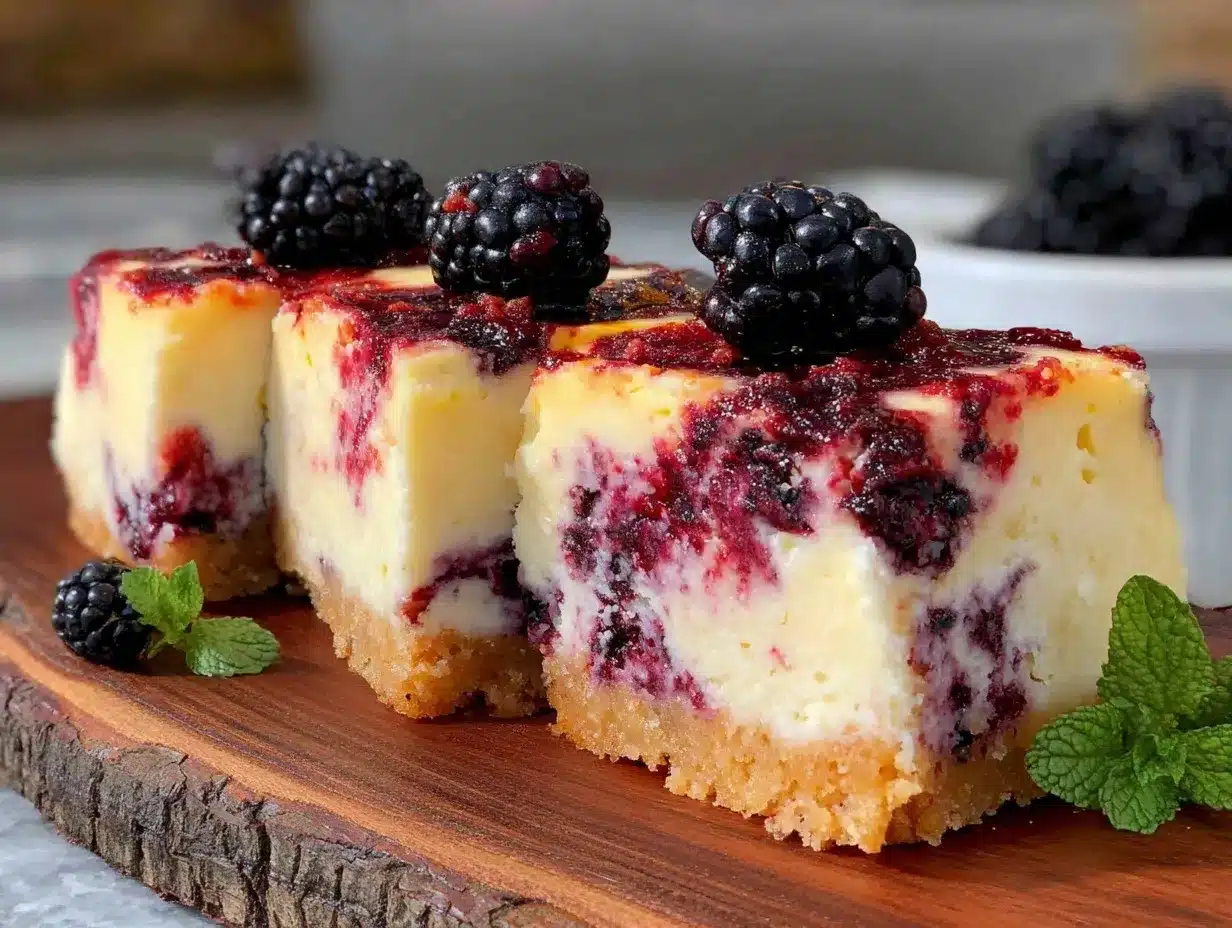 creamy blackberry swirl cheesecake bars preparation steps