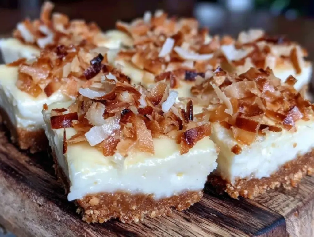 creamy coconut cream pie bars - featured image