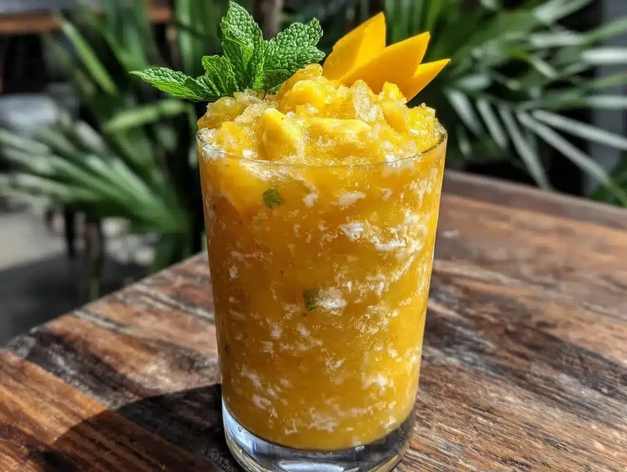 creamy frozen mango coconut slushie preparation steps