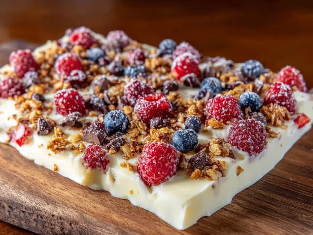 creamy frozen yogurt bark - featured image