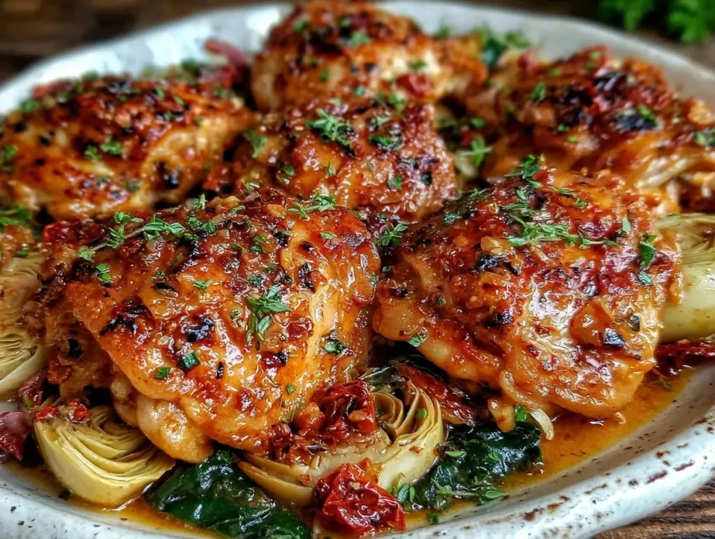 creamy garlic butter tuscan chicken thighs - featured image