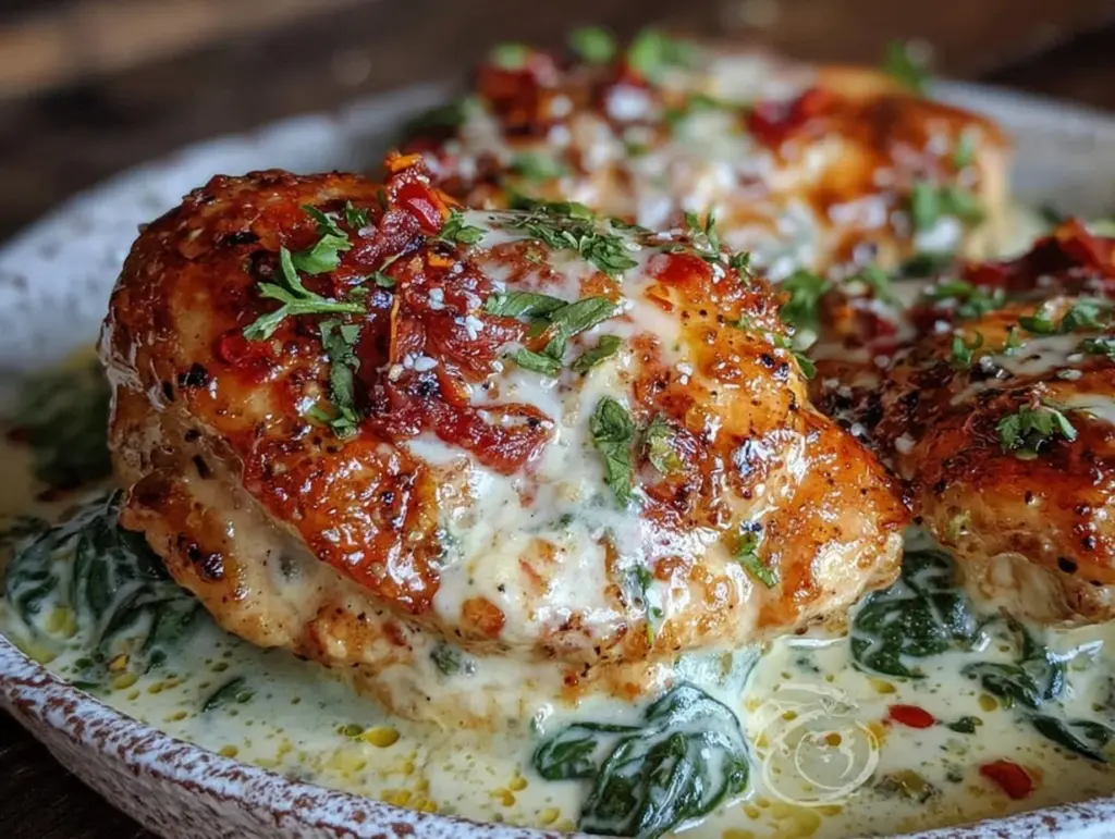 creamy garlic chicken with spinach - featured image