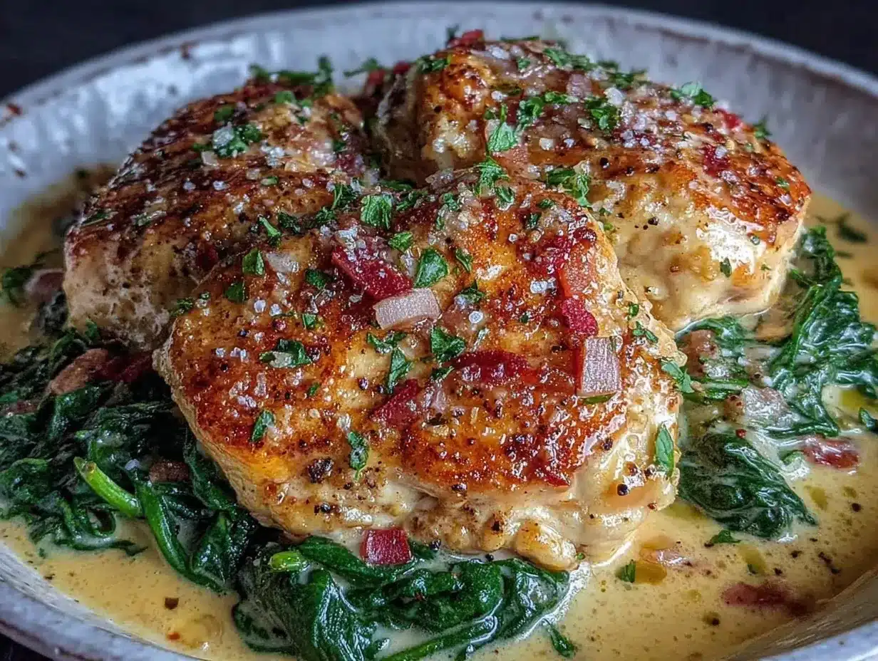 creamy garlic chicken with spinach preparation steps