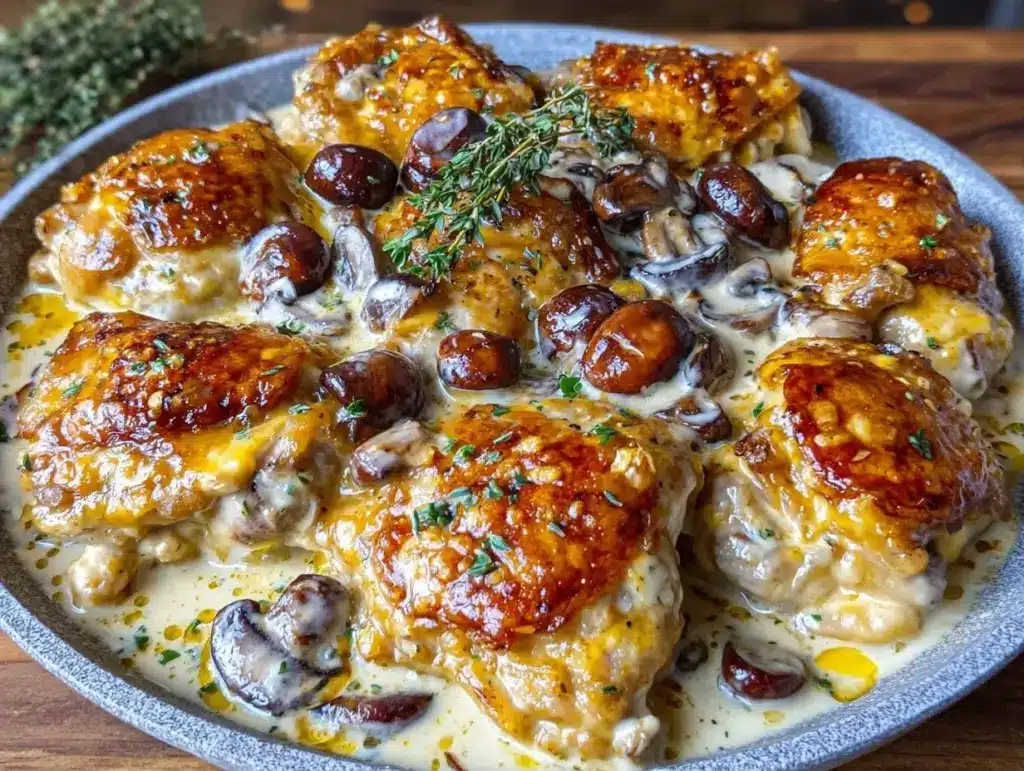 creamy garlic mushroom chicken skillet - featured image