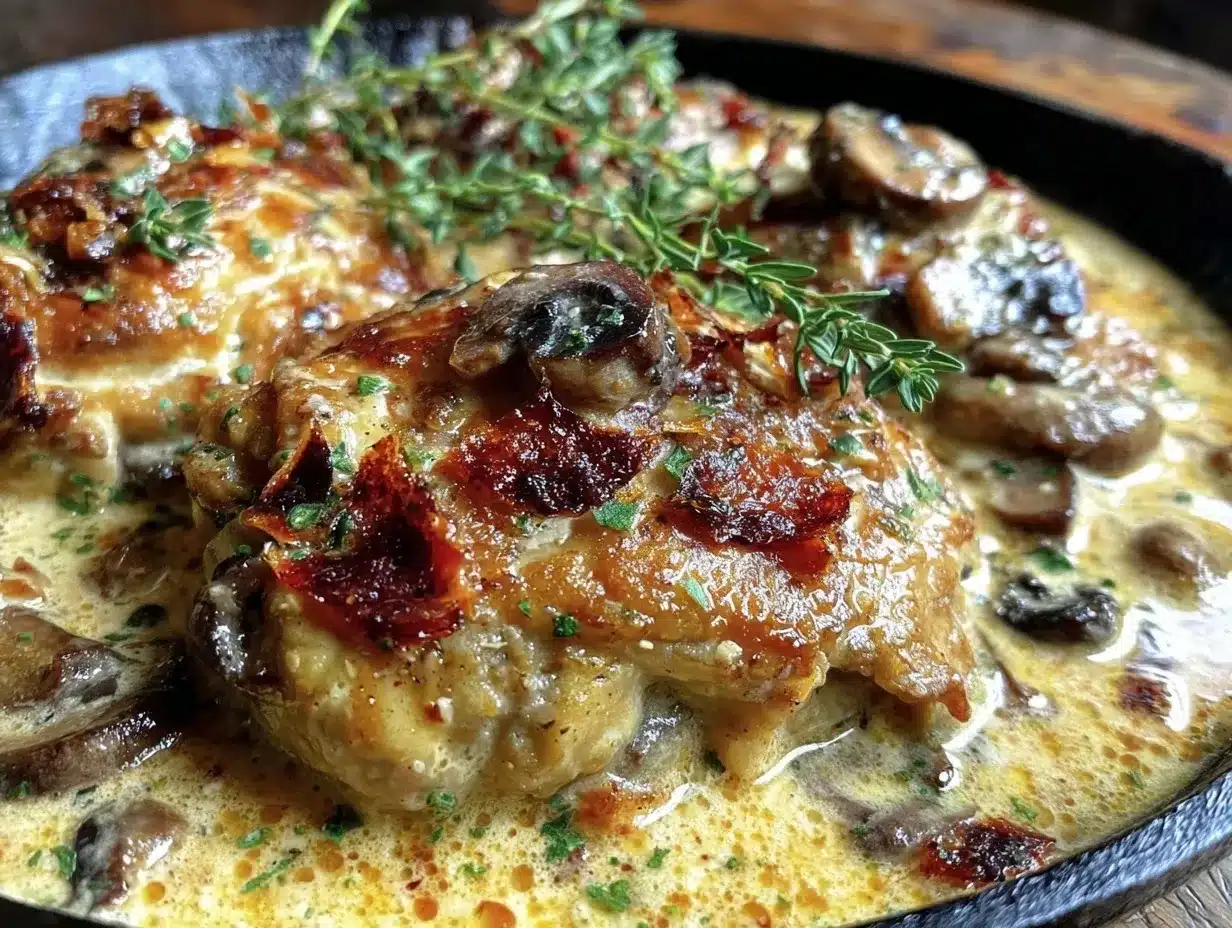creamy garlic mushroom chicken skillet preparation steps