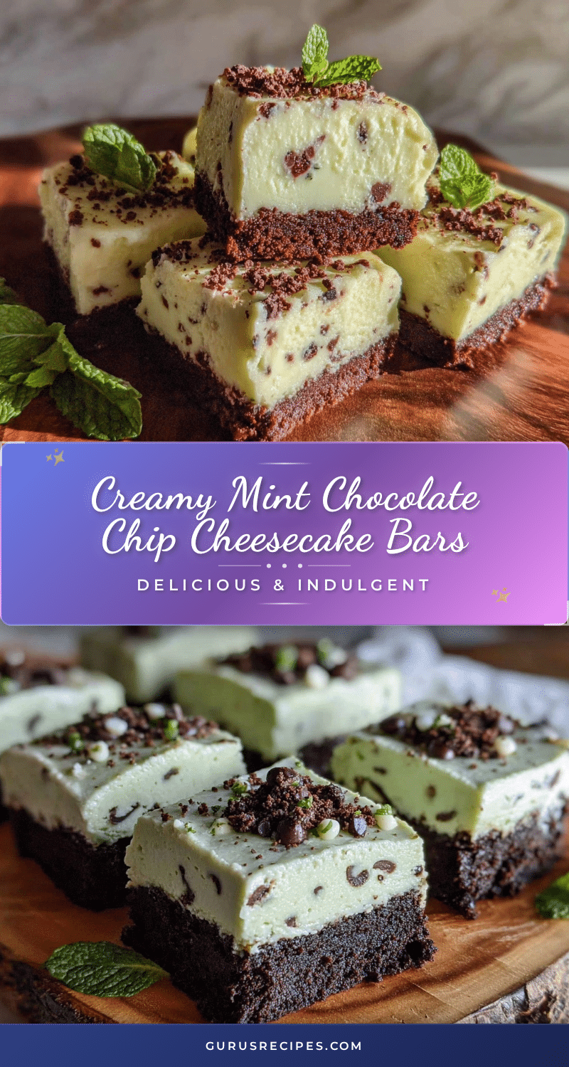 creamy mint chocolate chip cheesecake bars recipe