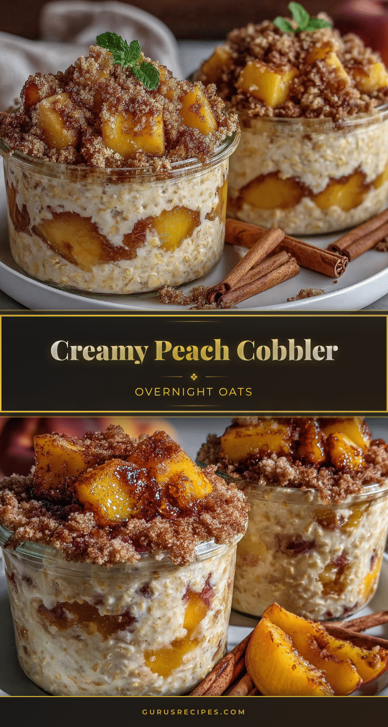 creamy peach cobbler overnight oats recipe