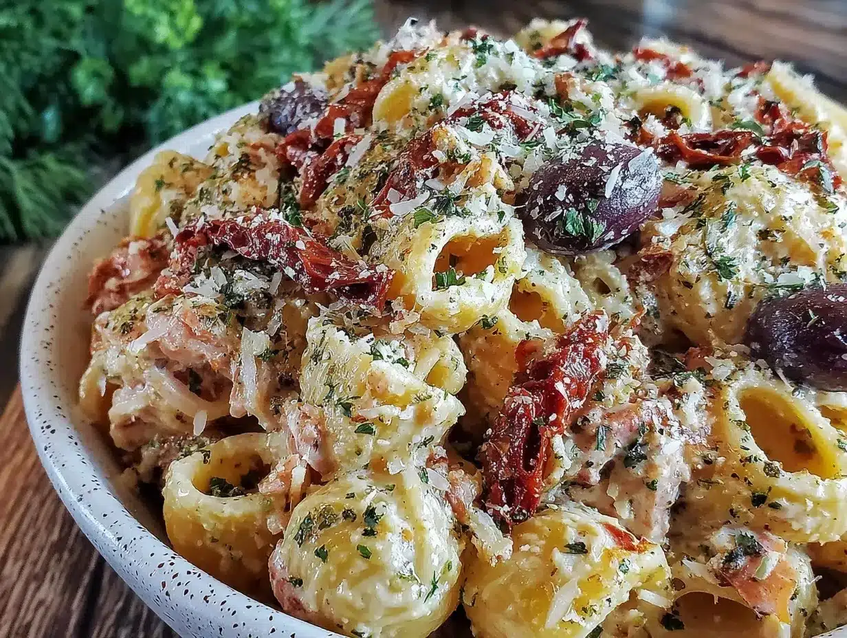 creamy tuscan pasta salad preparation steps