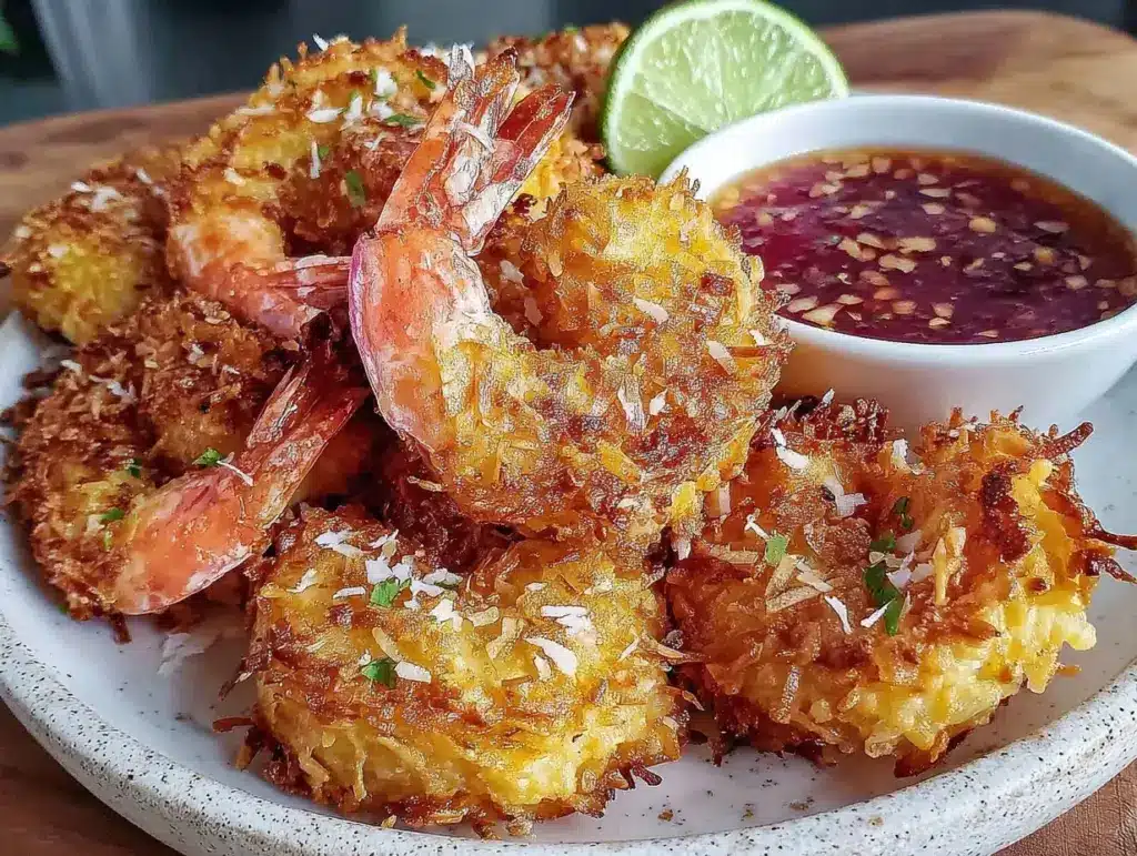 crispy air fryer coconut shrimp - featured image