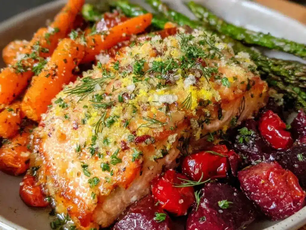 crispy baked lemon dill salmon - featured image