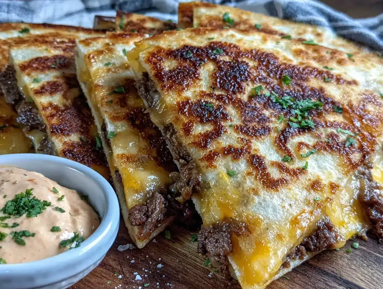 crispy beef and cheddar quesadilla preparation steps