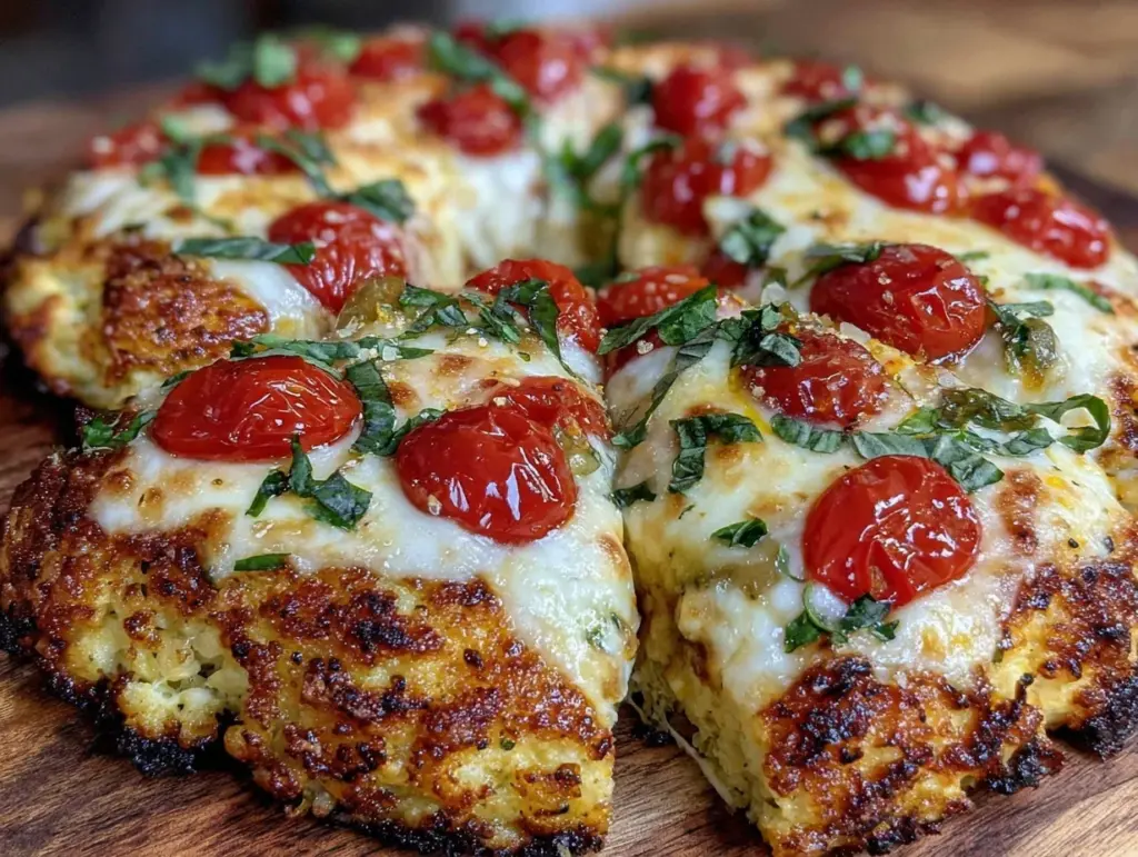 crispy cauliflower crust margherita pizza - featured image