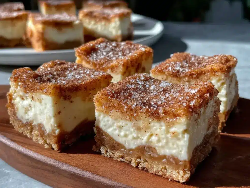 crispy churro cheesecake bars - featured image