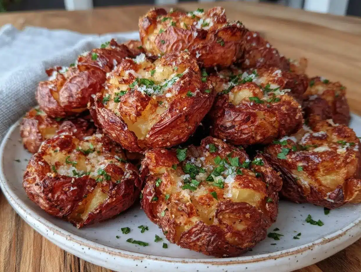crispy garlic parmesan smashed baby potatoes preparation steps